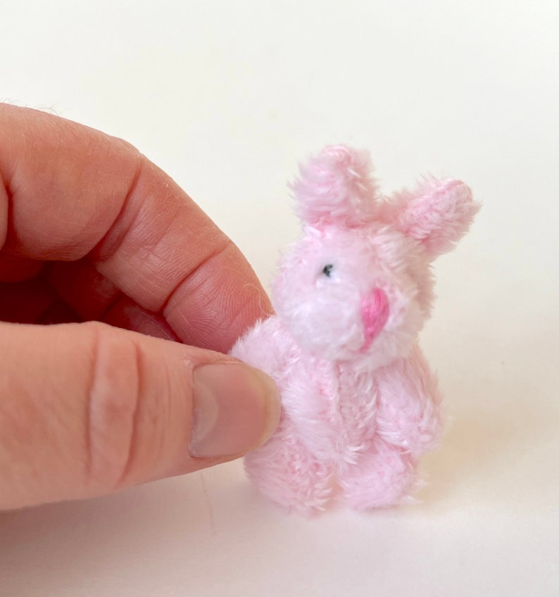 Tiny Bunny Rabbit Dollhouse Toy Miniature Stuffed Animal 6yrs or older Pink
