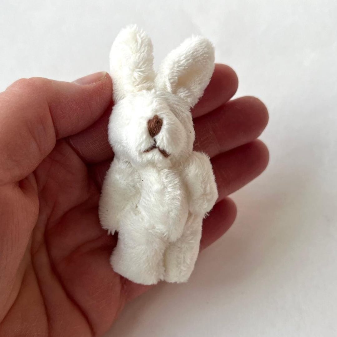 Mini White Plush Bunny Rabbit Stuffed Animal Craft Supply Dollhouse ...