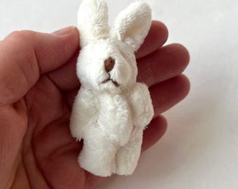 Mini White Plush Bunny Rabbit Stuffed Animal Craft Supply Dollhouse Accessory Gift