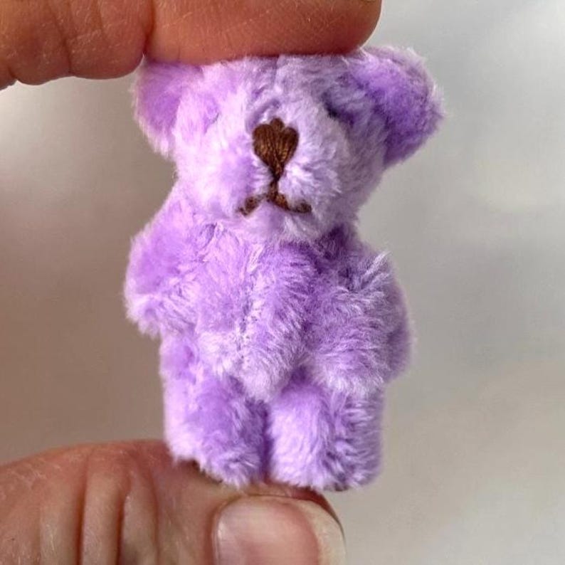 Very Tiny Soft Fuzzy Stuffed Teddy Bear (For 6yrs or older) Lilac