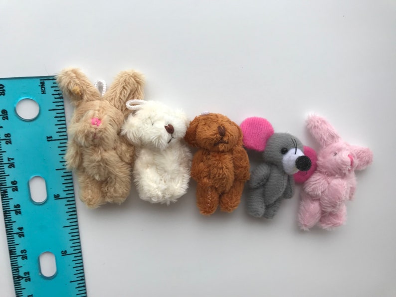 Miniature Plush Animals Craft Supply Dollhouse set of 5 Etsy