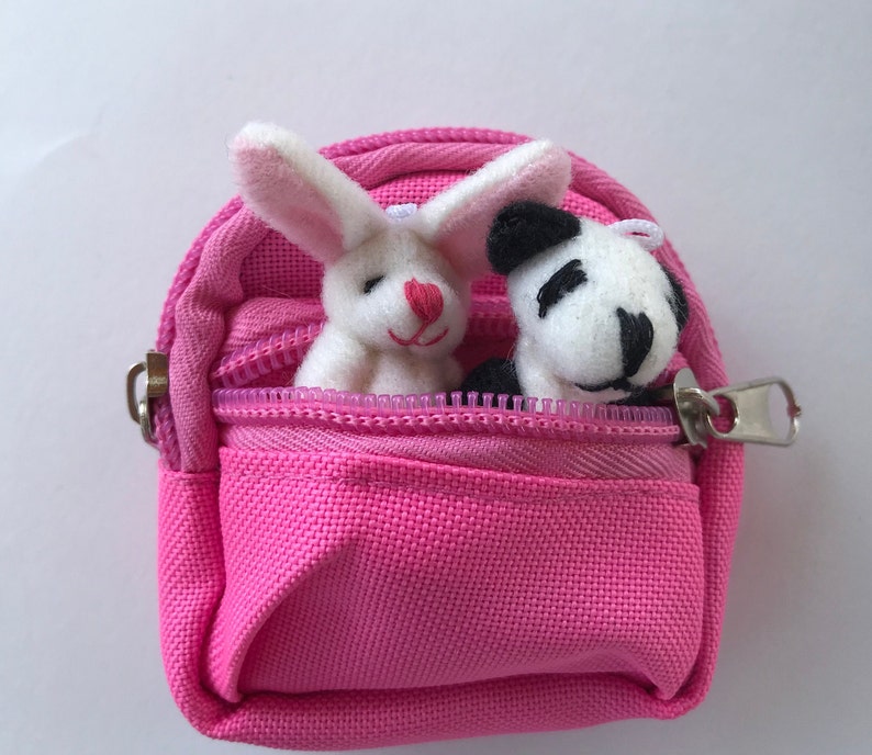 Doll Backpack Tiny Backpack Miniature Teddy Bear Travel Pack Animals sold separatley Pink