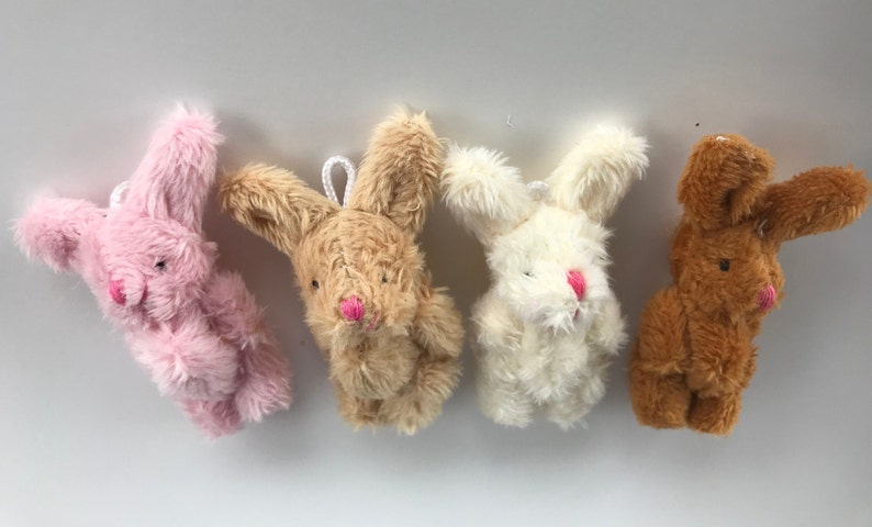 Tiny Bunny Rabbit Dollhouse Toy Miniature Stuffed Animal 6yrs or older All Four Colors