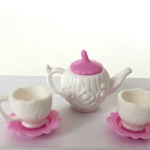 Dollhouse Miniature Tea Set Fairy Garden Table Chairs Dining
