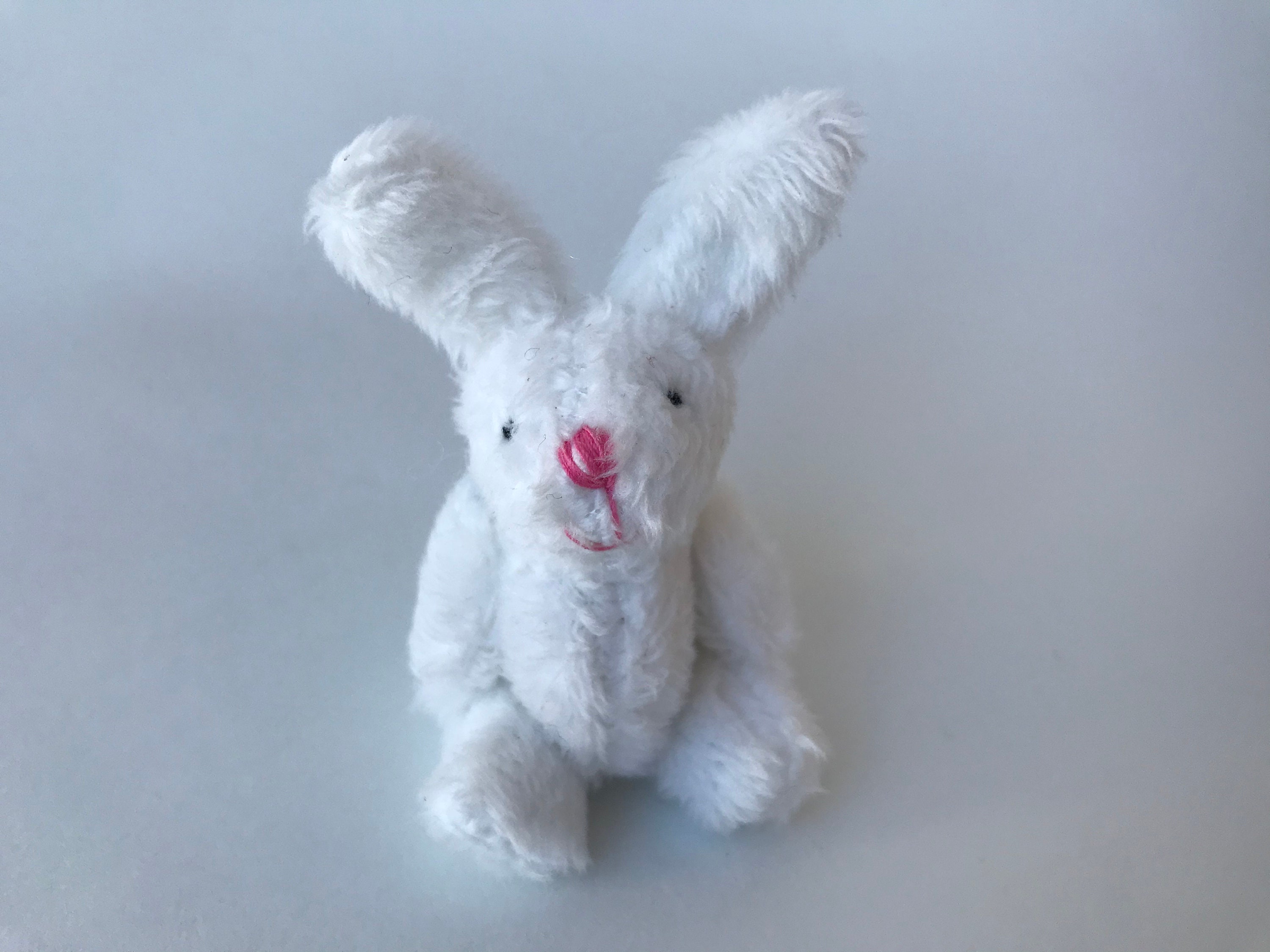 Miniature White Plush Bunny Rabbit Stuffed Animal Craft Supply ...