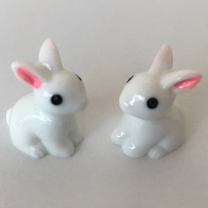 Tiny White Bunny Rabbits Dollhouse Micro Landscaping Terrarium Fariy Garden