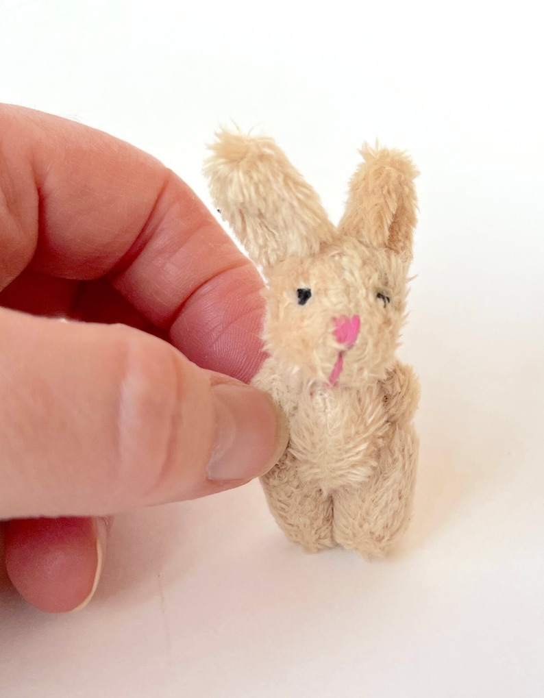 Tiny Bunny Rabbit Dollhouse Toy Miniature Stuffed Animal 6yrs or older Light Brown