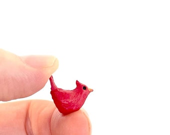 Miniature Cardinal Bird Red Bird Fairy Garden Dollhouse Resin Craft
