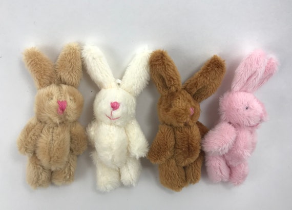 Small Stuffed Animal Plush Bunny Rabbit Craft Supply Dollhouse Toy Party  Favor Easter Basket Stuffer 6yrs or Older 