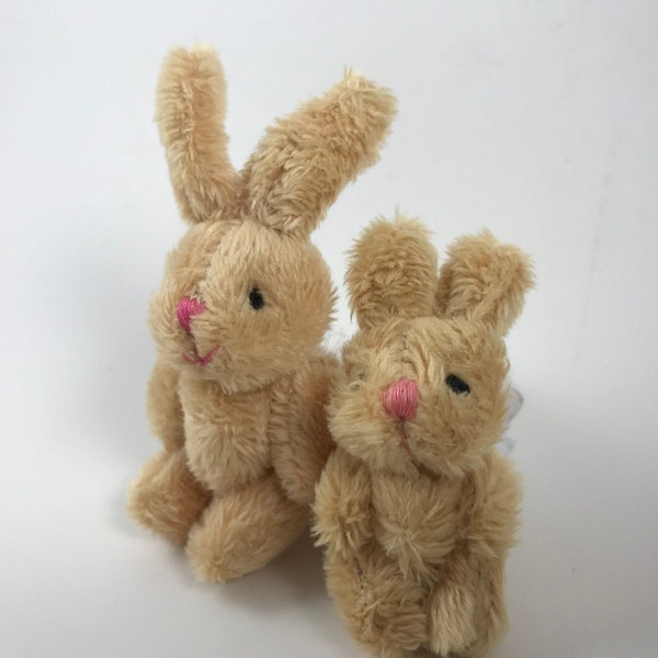 Two Tiny Brown Plush Bunnies Miniature Plush Bunnies Stuffed Bunnies Dollhouse Bunny Rabbit Toy Bunny Party Favor Easter Bunny Easter Gift
