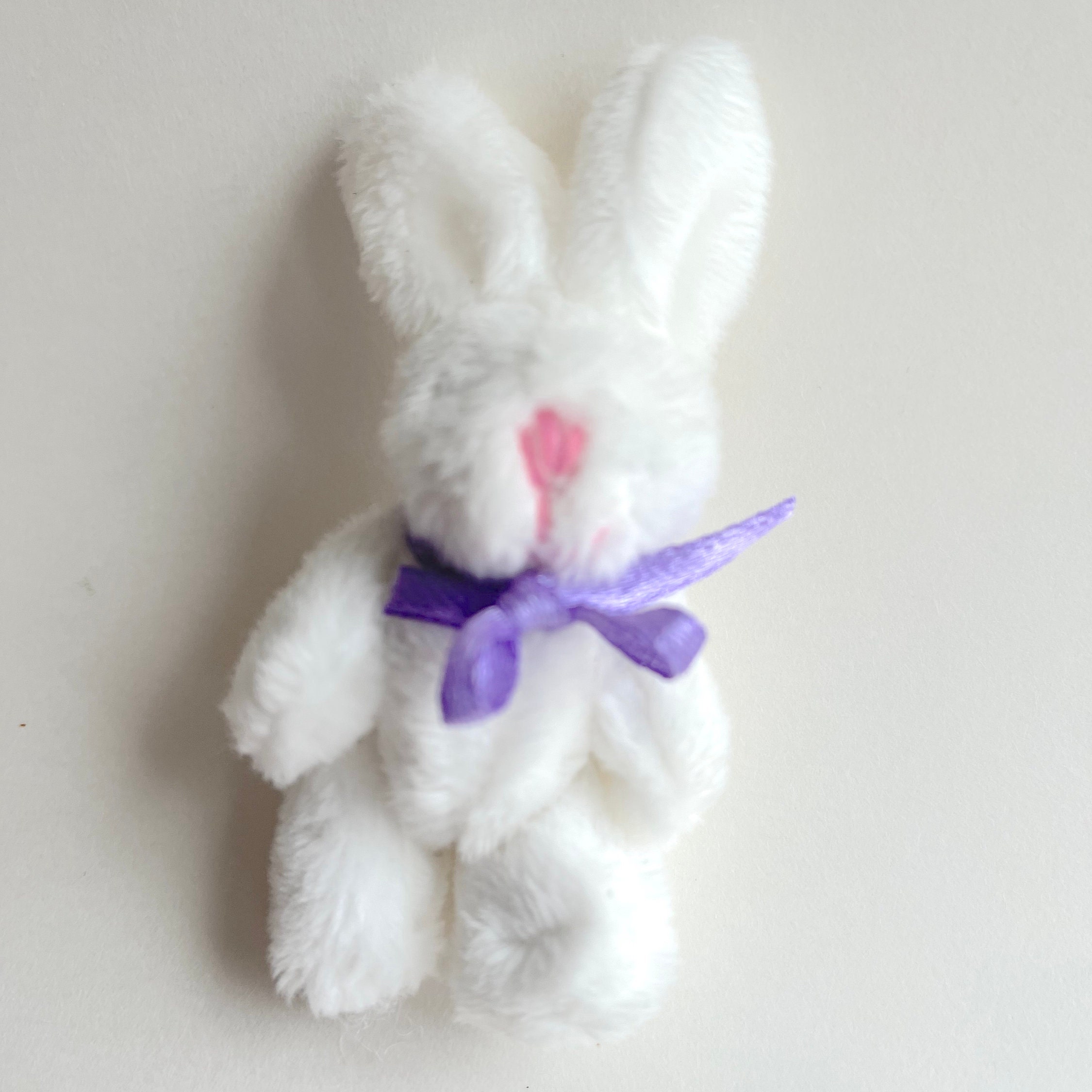 Miniature White Plush Bunny Rabbit Stuffed Animal Craft Supply ...