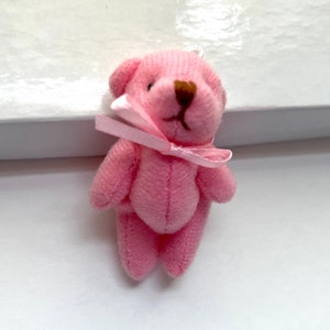 Tiny Stuffed Pink Teddy Bear Baby Shower Gift Gift Baby Shower Party Baby Reveal Craft Supply Doll Toy Dollhouse