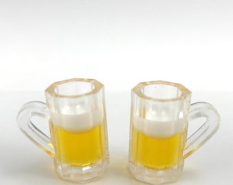 Miniature beer mug dollhouse fairy garden (set of 2)