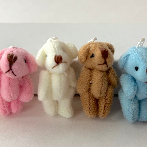 Miniature Plush Teddy Bears Stuffed Animals Blue Pink Party Favor Craft Supply (6 yrs or older)