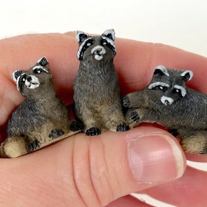 Miniature Raccoons Figurine Fairy Garden Dollhouse Diorama Terrarium