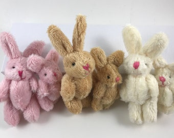 Six Mini Bunny Rabbits Tiny Bunny Rabbits Mini Stuffed Animal Tiny Stuffed Animal Doll Toy Dollhouse Toy Party Favor Bunny Gift (6yrs+)