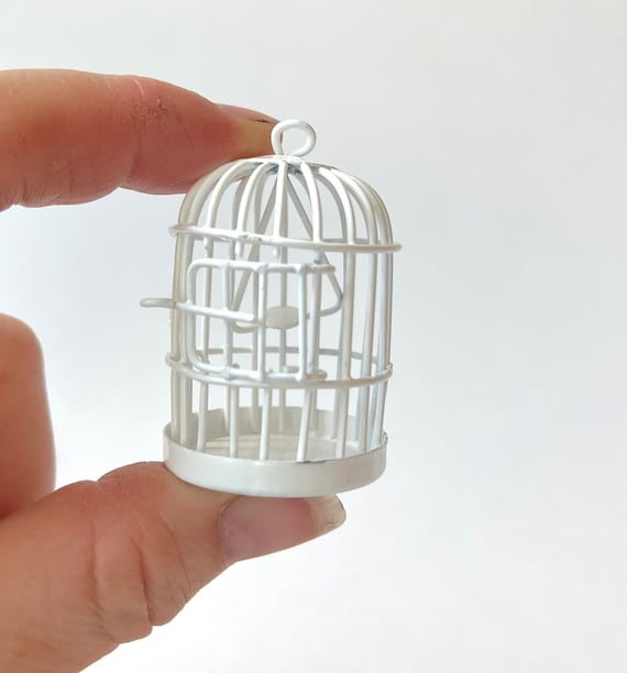 Balacoo Miniature Metal Birdcage - Tiny Golden Bird Cage Decor For Dollhouse, Miniature Scenes & Crafts