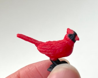 Pájaro rojo en miniatura, mini cardenal, suministros para manualidades para casas de muñecas