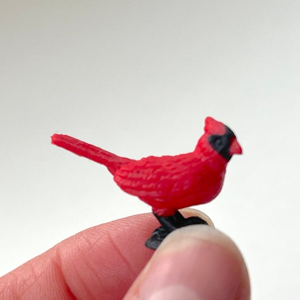Miniature Red Bird Mini Cardinal Dollhouse Craft Supply