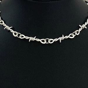 Gargantilla de cadena con pequeños pinchos de alambre de púas estilo gótico punk hip-hop para mujer: regalo para ella