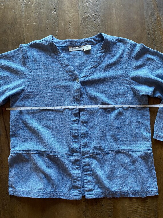 1990s raw silk baby blue babydoll cardigan - image 5