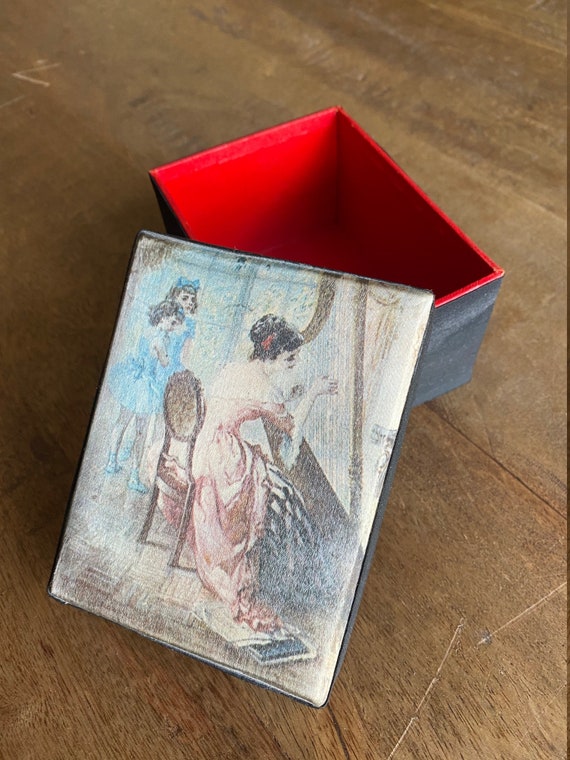 1990s silk box with Degas harpist & ballerina prin