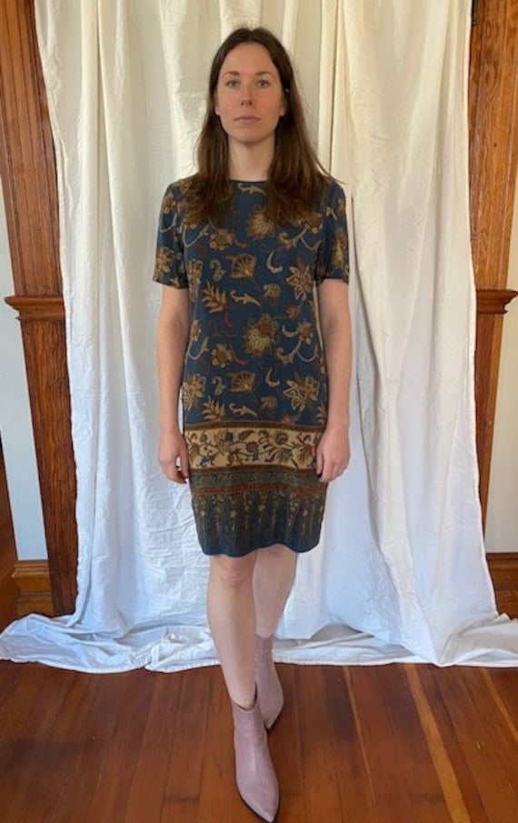 1990s Liz Claiborne silk paisley print dress