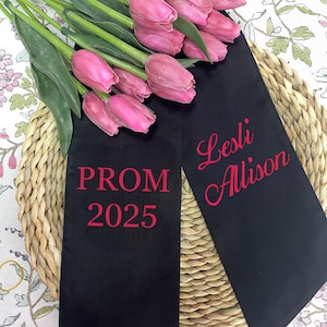Custom Prom Ribbon, PROM Bouquet Sash with Name, Prom Bouquet Sash, School Spirit Bow, Monogram Bouquet Sash
