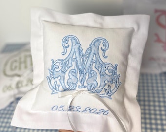 Coussin d'alliances brodé | Porteur d'alliances | Coussin d'alliances monogrammé