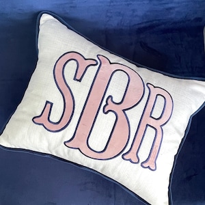 Personalized name pillow with appliqué monogram | Lumbar pillow with monogram | monogrammed nursery pillow