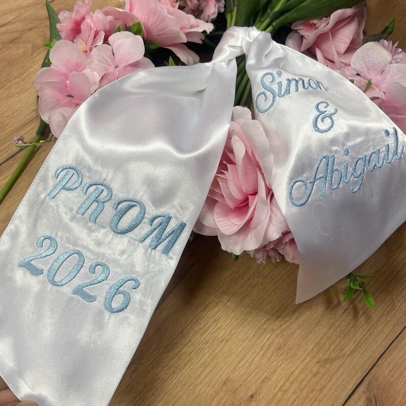 Custom Prom Ribbon, PROM Bouquet Sash With Name, Prom Bouquet Sash ...