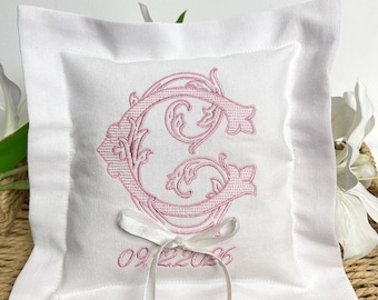 Coussin d'alliances brodé | Porteur d'alliances | Coussin d'alliances monogrammé