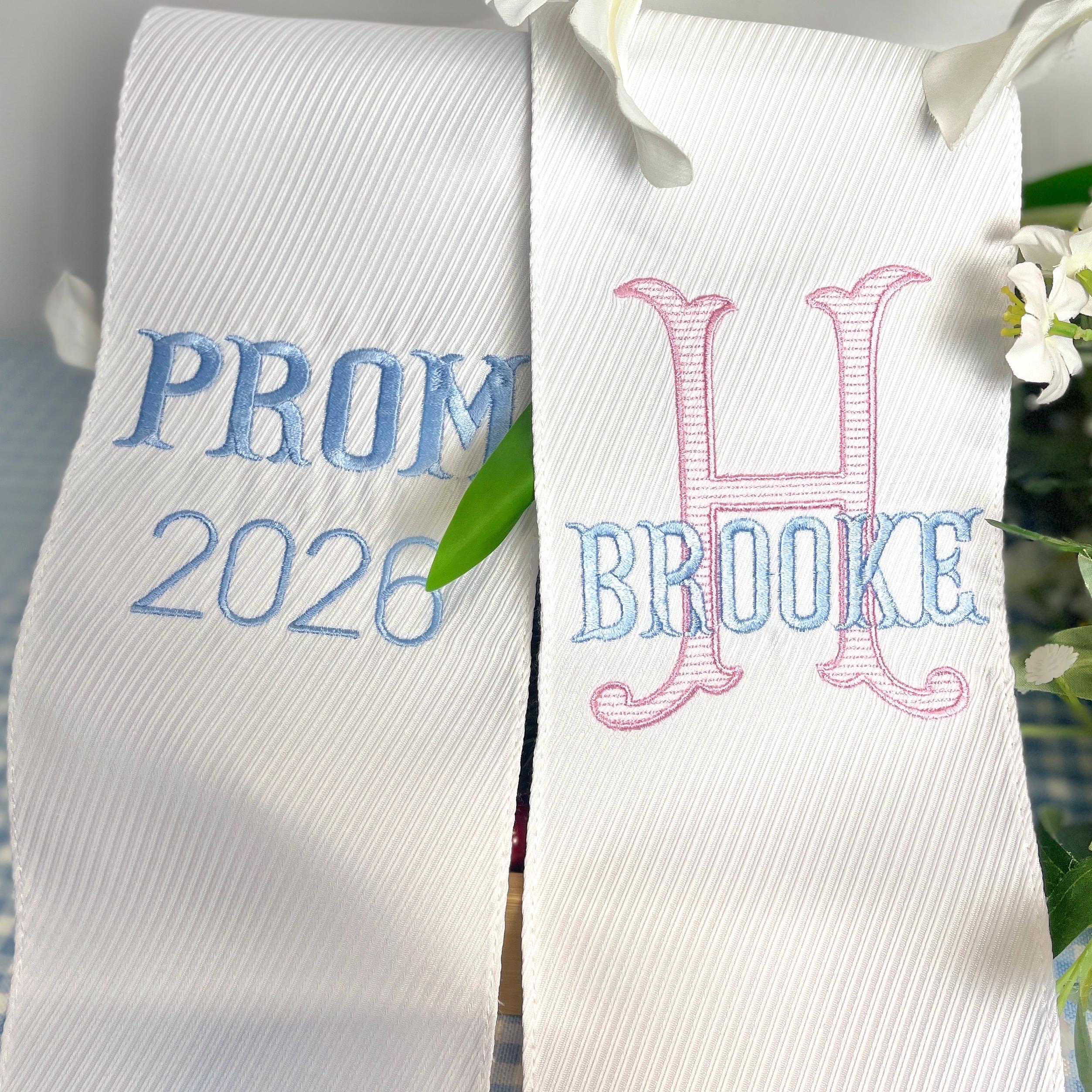 Custom Prom Ribbon, PROM Bouquet Sash With Name, Prom Bouquet Sash ...