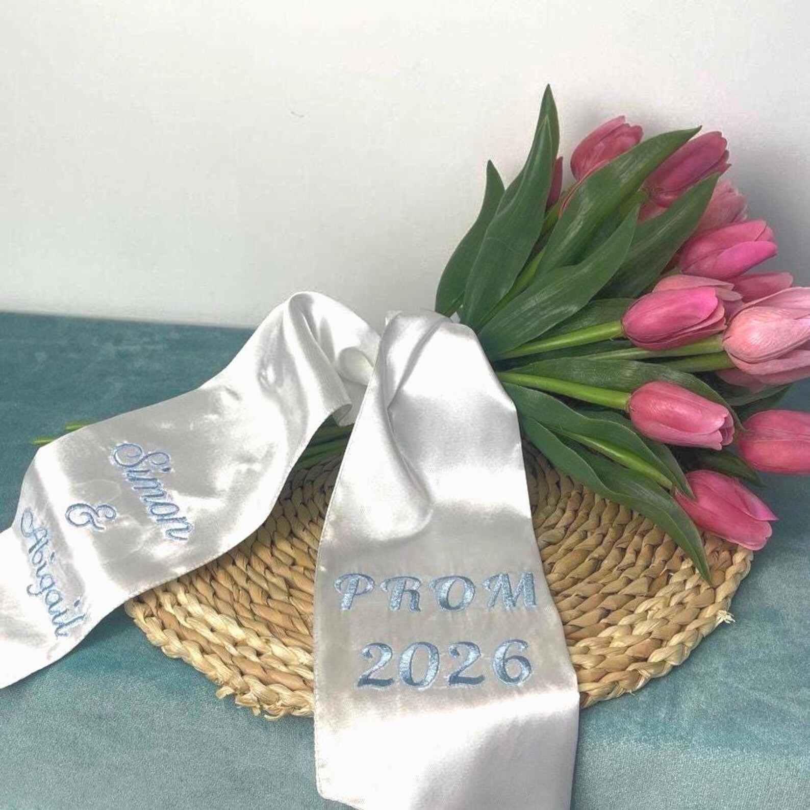 Custom Prom Ribbon, PROM Bouquet Sash With Name, Prom Bouquet Sash ...