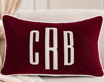 Personalized Appliqué Pillow with Monogram | Custom Name Lumbar Cushion | Nursery Gift | DDP shipping to the U.S.
