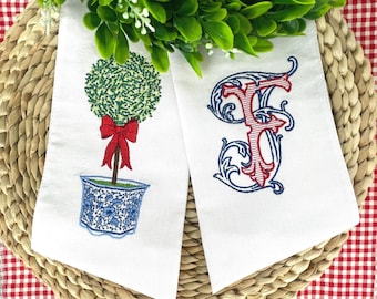 Couronne brodée patriotique avec nœud papillon – Décoration de porte rouge, blanche et bleue