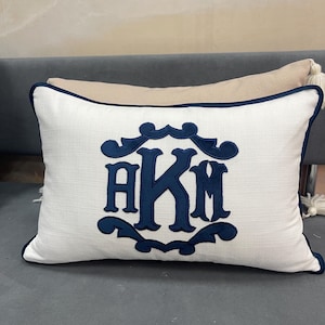 Personalized name pillow with appliqué monogram | Lumbar pillow with monogram | monogrammed nursery pillow