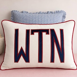 Personalized Appliqué Pillow with Monogram | Custom Name Lumbar Cushion | Nursery Gift | DDP shipping to the U.S.