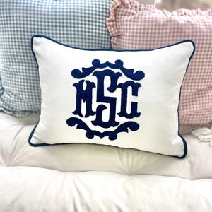 Personalized name pillow with appliqué monogram | Lumbar pillow with monogram | monogrammed nursery pillow