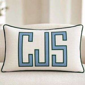 Personalized Appliqué Pillow with Monogram | Custom Name Lumbar Cushion | Nursery Gift | DDP shipping to the U.S.