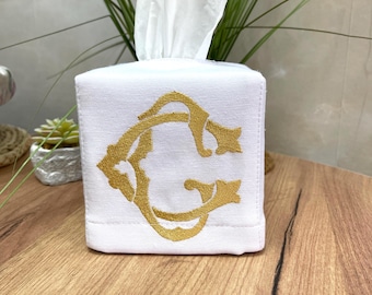 Personalized Linen Tissue Box Cover – Monogrammed Home Décor