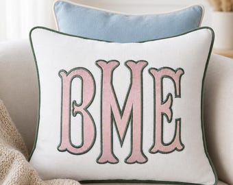 Personalized Appliqué Pillow with Monogram | Custom Name Lumbar Cushion | Nursery Gift | DDP shipping to the U.S.