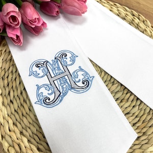 Monogram Wreath Sash | Easter Wreath Sash | Embroidered Monogram Wreath Ribbon