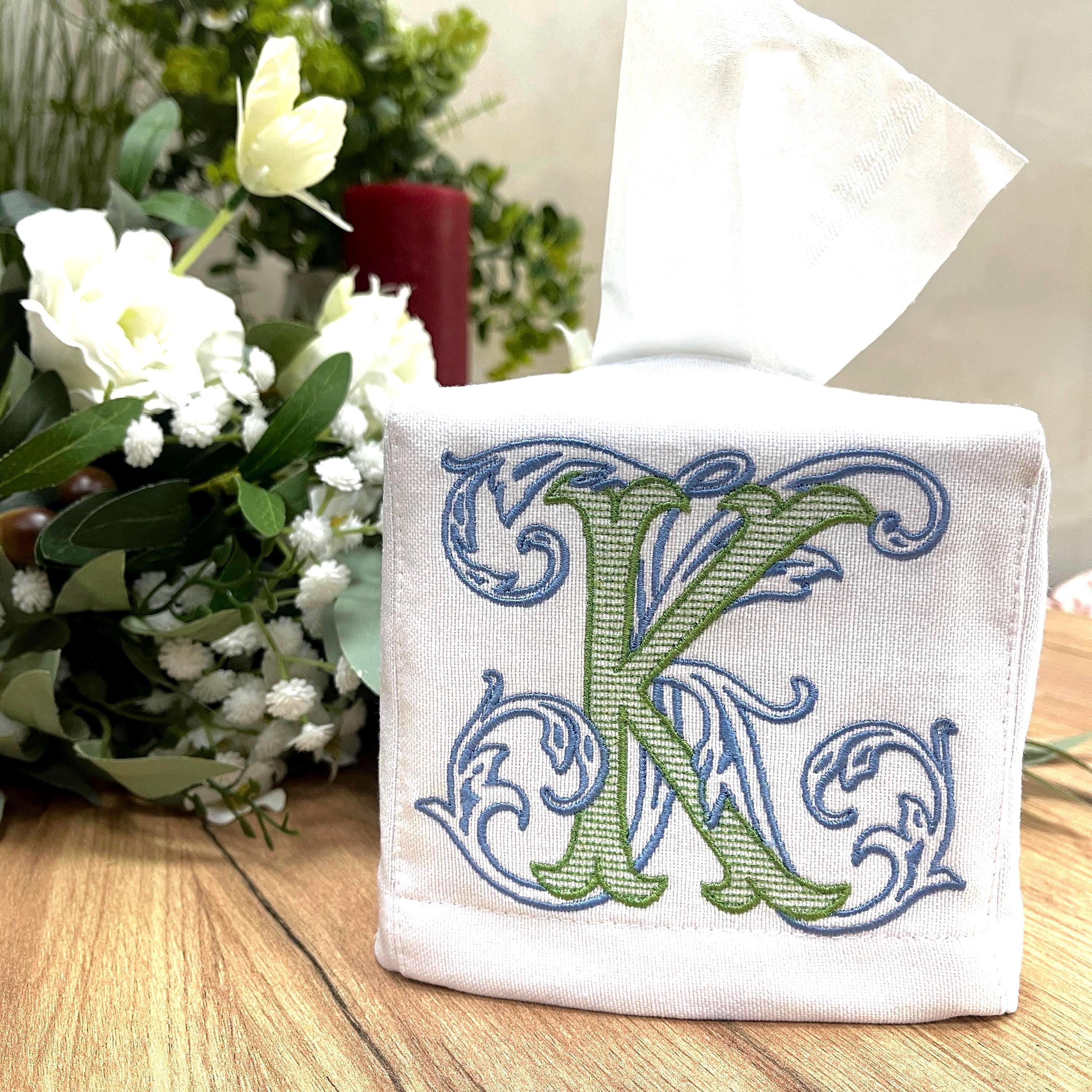 Personalized Linen Tissue Box Cover – Monogrammed Home Décor