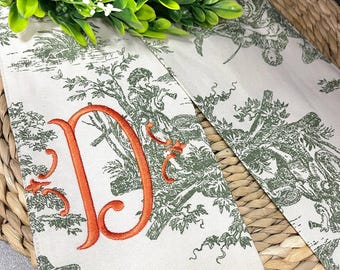 Französische Toile-Kranzschärpe mit individuellem Monogramm | 5 x 60 Fuß | Zollfrei in die USA geliefert