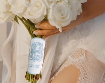 Individuelle Brautstraußverpackung | Blumenstraußverpackung mit Hochzeitswappen | DDP-Versand in die USA