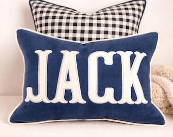 Coussin décoratif personnalisé avec monogramme | Coussin lombaire personnalisé avec nom | Cadeau pour bébé | Livraison DDP aux États-Unis