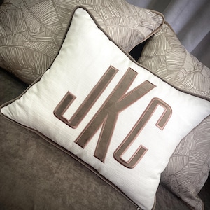 Personalized name pillow with appliqué monogram | Lumbar pillow with monogram | monogrammed nursery pillow
