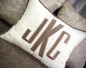 Personalized name pillow with appliqué monogram | Lumbar pillow with monogram | monogrammed nursery pillow
