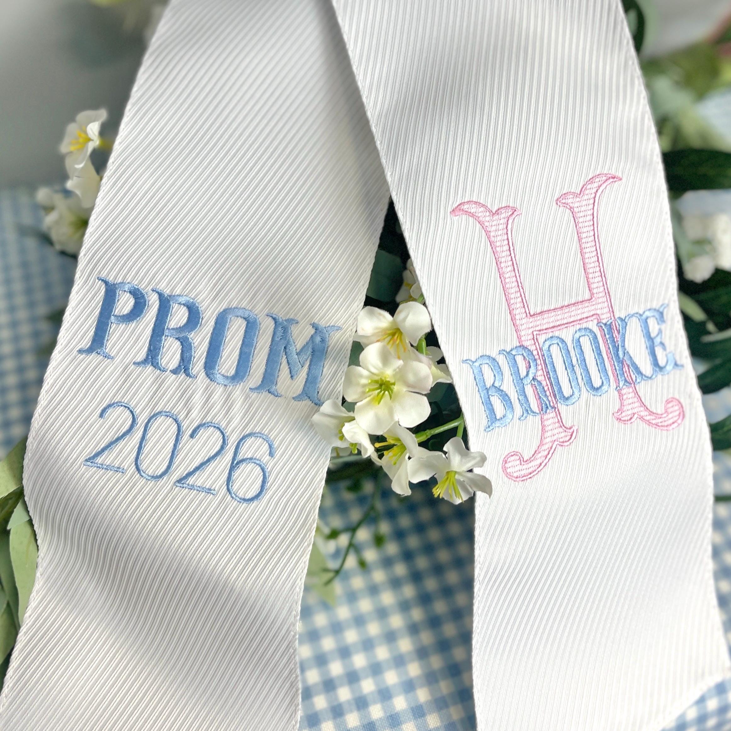 Custom Prom Ribbon, PROM Bouquet Sash With Name, Prom Bouquet Sash ...